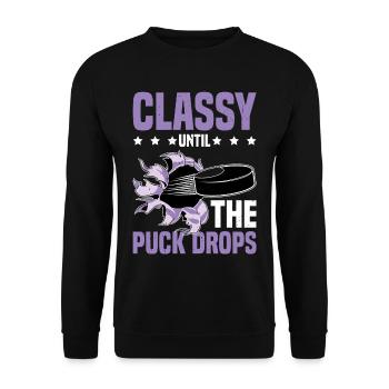 Classy Until The Puck Drops 32 - Unisex Pullover - Schwarz - Vorne - Alina (178cm) & Michal (187cm)