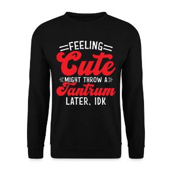 Feeling Cute, Might Throw A Tantrum Later, Idk 61 - Unisex Pullover - Schwarz - Vorne - Alina (178cm) & Michal (187cm)