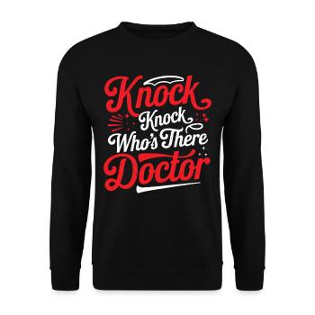 Knock Knock Who's There Doctor 50 - Unisex Pullover - Schwarz - Vorne - Alina (178cm) & Michal (187cm)