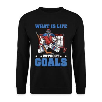 What Is Life Without Goals 35 - Unisex Pullover - Schwarz - Vorne - Alina (178cm) & Michal (187cm)