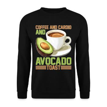 Coffee And Cardio And Avocado Toast - Unisex Pullover - Schwarz - Vorne - Alina (178cm) & Michal (187cm)