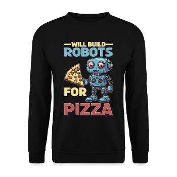Will Build Robots For Pizza - Unisex Pullover - Schwarz - Vorne - Alina (178cm) & Michal (187cm)