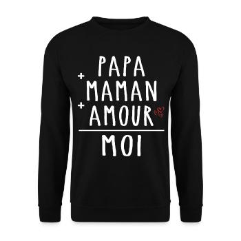 PAPA + MAMAN + AMOUR = MOI - Cadeau Mignon Enfants - Sweat-shirt Unisexe - noir - Devant - Alina (178cm) & Michal (187cm)
