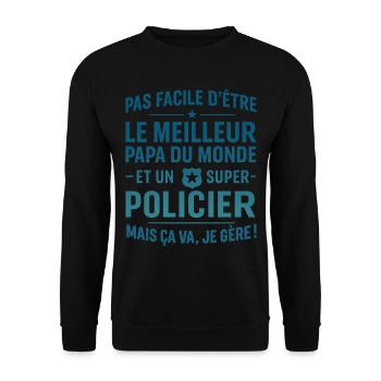 Super Papa Policier cadeau fête des pères Noël - Sweat-shirt Unisexe - noir - Devant - Alina (178cm) & Michal (187cm)
