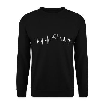 Traktor- Heartbeat - Bauer- Landwirt - Unisex Pullover - Schwarz - Vorne - Alina (178cm) & Michal (187cm)