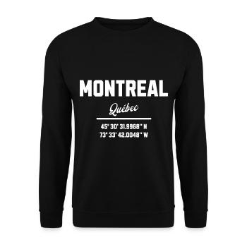 Koordinaten Von Montreal Quebec - Unisex Pullover - Schwarz - Vorne - Alina (178cm) & Michal (187cm)