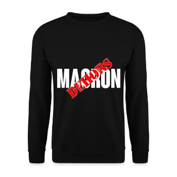 Macron dehors - Sweat-shirt Unisexe - noir - Devant - Alina (178cm) & Michal (187cm)