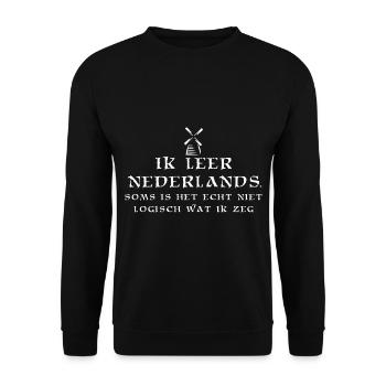 Learn Dutch - Unisex Sweatshirt - black - Front - Alina (178cm) & Michal (187cm)