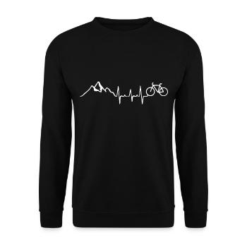 Montagnes - Fahhrad - Battement de cœur - Diagramme du cœur - Sweat-shirt Unisexe - noir - Devant - Alina (178cm) & Michal (187cm)
