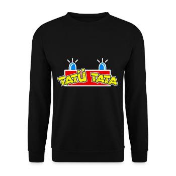 Blaulicht Einsatz Rettung Feuerwehr Tatü Tata - Unisex Pullover - Schwarz - Vorne - Alina (178cm) & Michal (187cm)