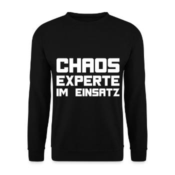 Chaos-Experte im Einsatz - Unisex Pullover - Schwarz - Vorne - Alina (178cm) & Michal (187cm)
