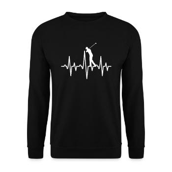 Golfer & Herzschlag - Golf - Unisex Pullover - Schwarz - Vorne - Alina (178cm) & Michal (187cm)