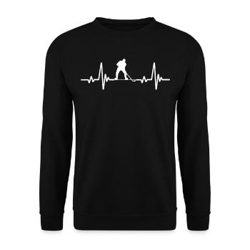Eishockeyspieler Design - Unisex Pullover - Schwarz - Vorne - Alina (178cm) & Michal (187cm)