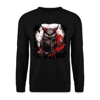 Gothic Eule - Unisex Pullover - Schwarz - Vorne - Alina (178cm) & Michal (187cm)