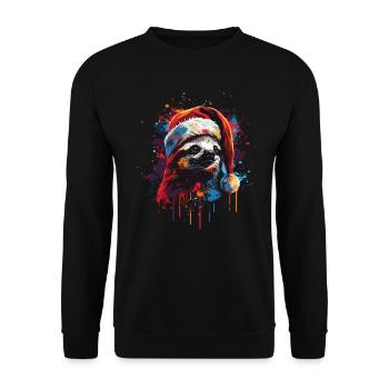 Sloth celebrates Christmas - Unisex Sweatshirt - black - Front - Alina (178cm) & Michal (187cm)