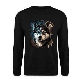 Husky Dog - Unisex Pullover - Schwarz - Vorne - Alina (178cm) & Michal (187cm)