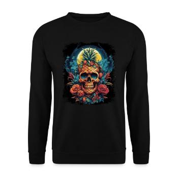 Pineapple Punk Skull - Unisex Sweatshirt - black - Front - Alina (178cm) & Michal (187cm)