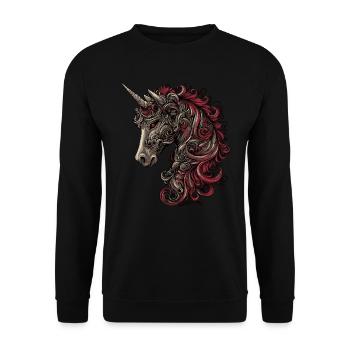 Einhorn Fantasy - Unisex Pullover - Schwarz - Vorne - Alina (178cm) & Michal (187cm)