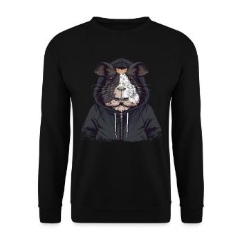 Cool Hip Hop Guinea Pig - Unisex Sweatshirt - black - Front - Alina (178cm) & Michal (187cm)
