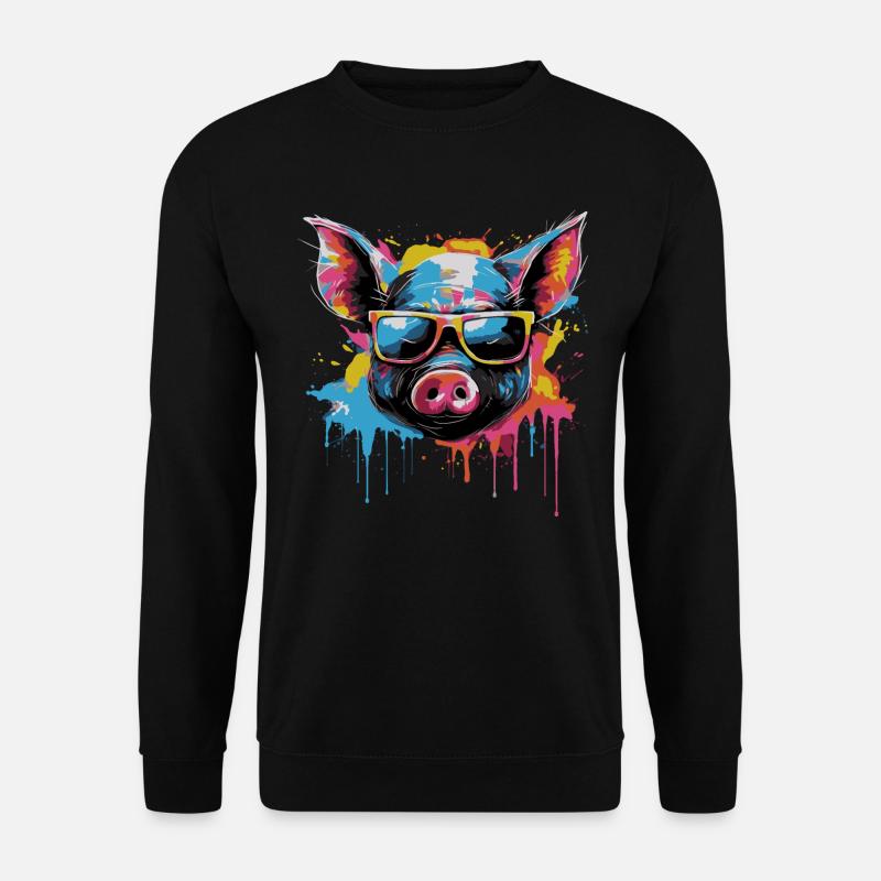 Funny piglet with sunglasses - Unisex Sweatshirt - black