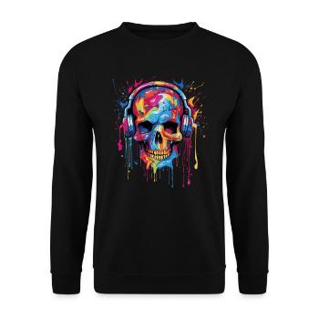 Le crâne de zombie aime la musique - Sweat-shirt Unisexe - noir - Devant - Alina (178cm) & Michal (187cm)