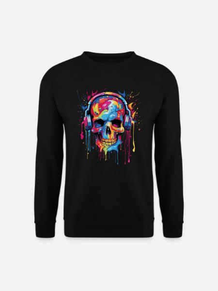 Zombie Schädel liebt Musik - Unisex Pullover - Schwarz