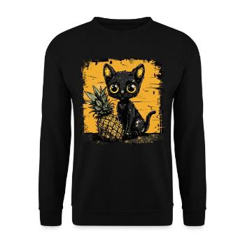 Ananas et chat - Sweat-shirt Unisexe - noir - Devant - Alina (178cm) & Michal (187cm)