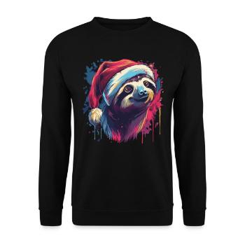 Sloth celebrates Christmas - Unisex Sweatshirt - black - Front - Alina (178cm) & Michal (187cm)