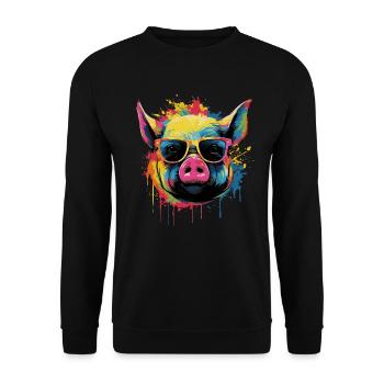 Porcelet drôle avec des lunettes de soleil - Sweat-shirt Unisexe - noir - Devant - Alina (178cm) & Michal (187cm)