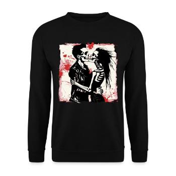 Ewige Rock'n Roll Liebe - Unisex Pullover - Schwarz - Vorne - Alina (178cm) & Michal (187cm)