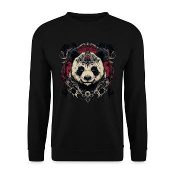 Pandabär - Unisex Pullover - Schwarz - Vorne - Alina (178cm) & Michal (187cm)