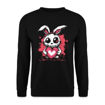 Cute Creepy Rabbit - Unisex Sweatshirt - black - Front - Alina (178cm) & Michal (187cm)