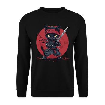 Ninja Cat - Unisex Sweatshirt - black - Front - Alina (178cm) & Michal (187cm)