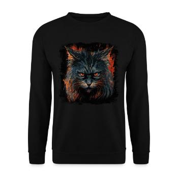 Cat is in a bad mood - Unisex Sweatshirt - black - Front - Alina (178cm) & Michal (187cm)