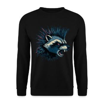 Angry Raccoon Punk - Unisex Sweatshirt - black - Front - Alina (178cm) & Michal (187cm)