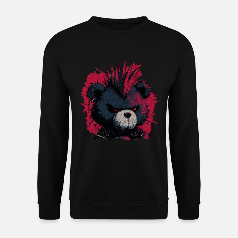Cute Punk Teddy Bear - Unisex Sweatshirt - black