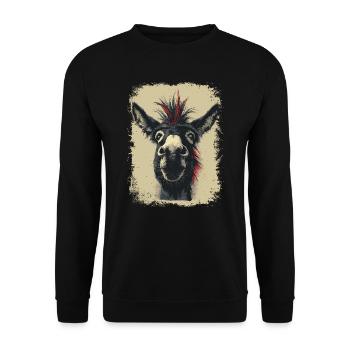 Lustiger Esel - Unisex Pullover - Schwarz - Vorne - Alina (178cm) & Michal (187cm)