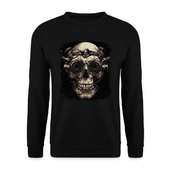 Steampunk Zombie Skull - Unisex Sweatshirt - black - Front - Alina (178cm) & Michal (187cm)