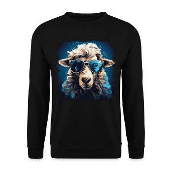 Cooles Schaf mit Sonnenbrille - Unisex Pullover - Schwarz - Vorne - Alina (178cm) & Michal (187cm)