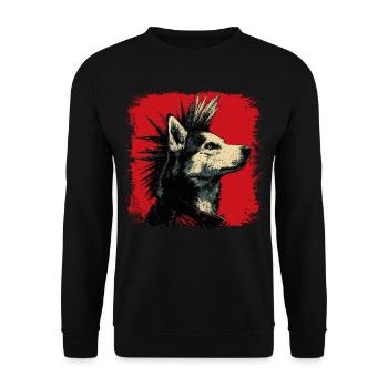 Husky Dog Punk - Unisex Pullover - Schwarz - Vorne - Alina (178cm) & Michal (187cm)