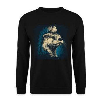 Fischotter Punkrock - Unisex Pullover - Schwarz - Vorne - Alina (178cm) & Michal (187cm)