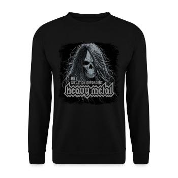 Die Situation erfordert Heavy Metal - Unisex Pullover - Schwarz - Vorne - Alina (178cm) & Michal (187cm)