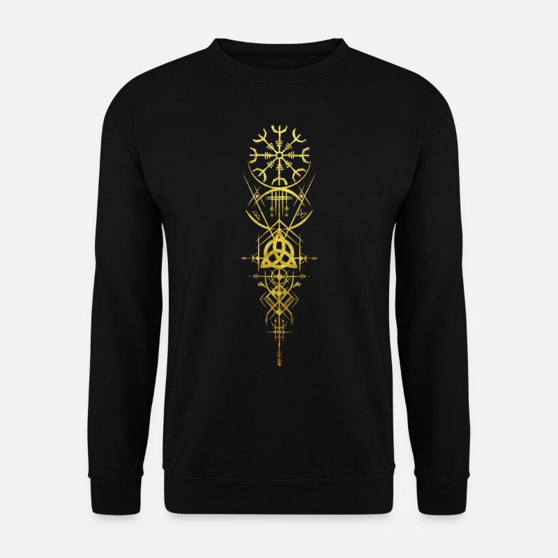 Aegishjalmur Triskele Wikinger Runen Seidr Magie - Unisex Pullover - Schwarz