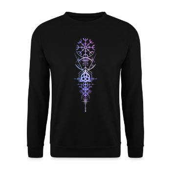 Helm der Ehrfurcht Triskele Okkult Wikinger Kelten - Unisex Pullover - Schwarz - Vorne - Alina (178cm) & Michal (187cm)