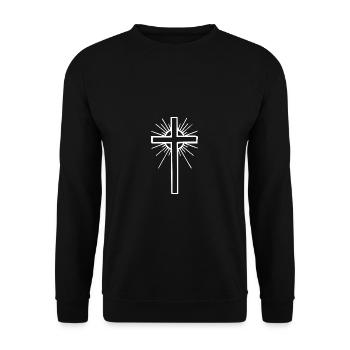 Christliches Kreuz Geschenk Symbol Religion - Unisex Pullover - Schwarz - Vorne - Alina (178cm) & Michal (187cm)