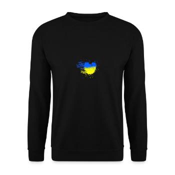 make love not war, ukraine heart,war, flag - Unisex Sweatshirt - black - Front - Alina (178cm) & Michal (187cm)