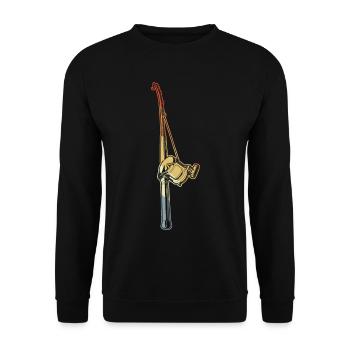 Vintage Angelrute - Unisex Pullover - Schwarz - Vorne - Alina (178cm) & Michal (187cm)