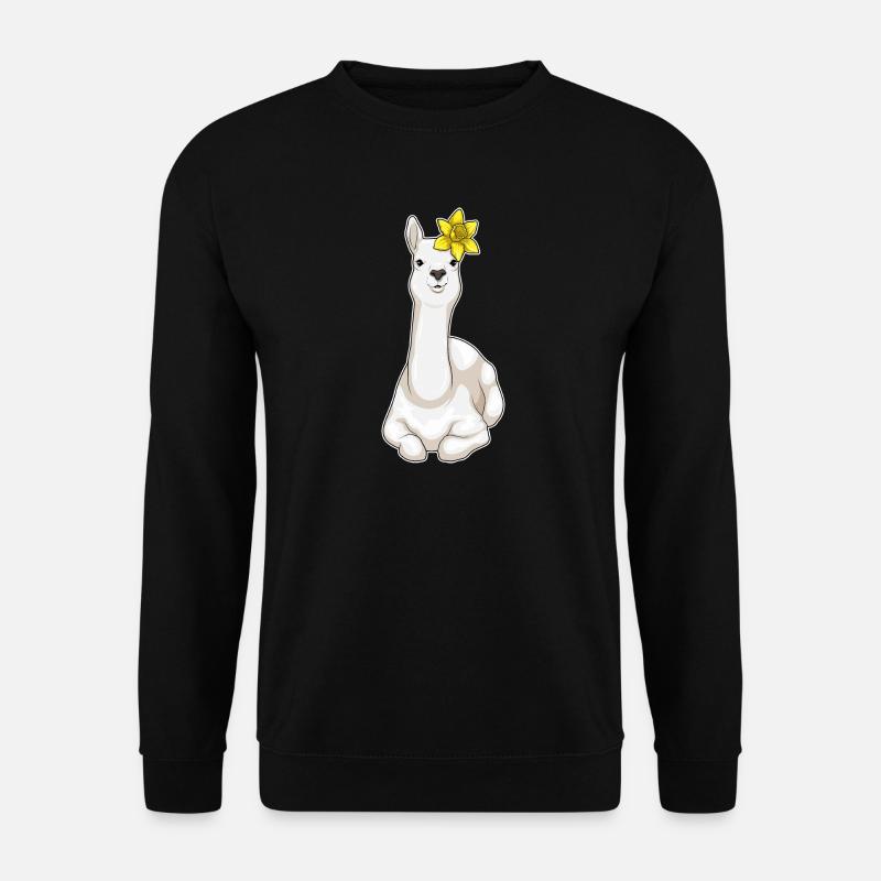 Lama Narzisse Blumen - Unisex Pullover - Schwarz