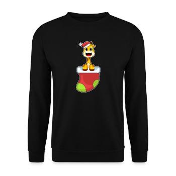 Giraffe Christmas Christmas Sock - Unisex Sweatshirt - black - Front - Alina (178cm) & Michal (187cm)