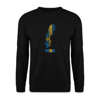 Schweden Landkarte Fingerabdruck Skandinavien S - Unisex Pullover - Schwarz - Vorne - Alina (178cm) & Michal (187cm)